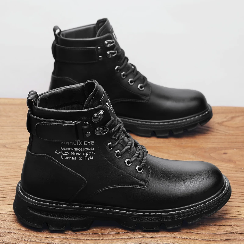 Man Shoes Military High Top Winter Lace-Up Botas Hombre Men Leather Shoes Fashion Motorcycle Men Ankle Boots Men Boots - view 4