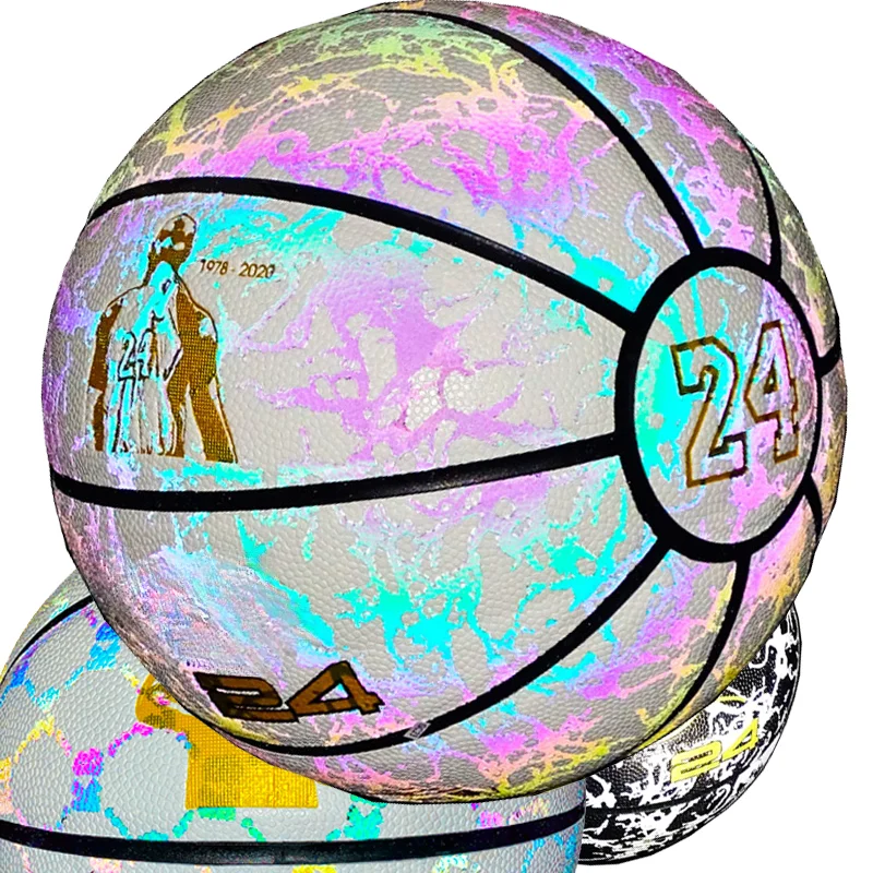 

Customized basketball latest factory direct sales Rainbow cube reflective basketball glow in the dark ball basketball