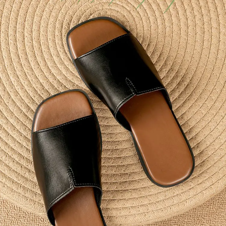 

Shiny Metallic Flat Slides for Women Square Toe Open Toe Lightweight Comfortable Summer Beach Casual Daily Walking Shoes
