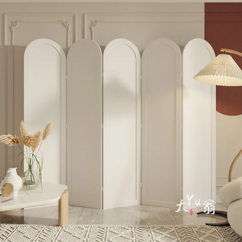 

French cream screen partition living room entrance decoration foldable mobile blocking simple American folding screen