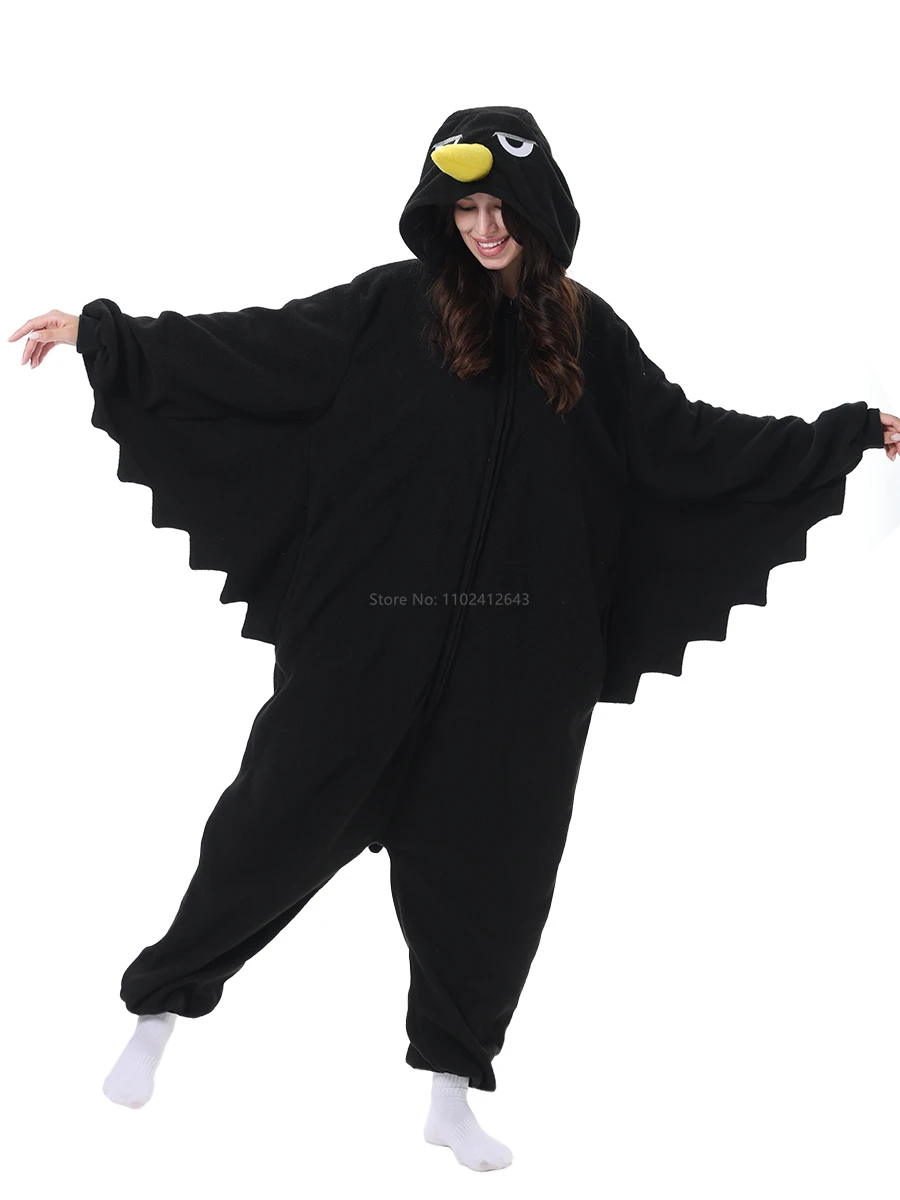 Adult Onesie Women Men Kigurumi Seagull Crow Pyjamas Animal Cartoon Pajama Homewear Halloween Cosplay Party Costume