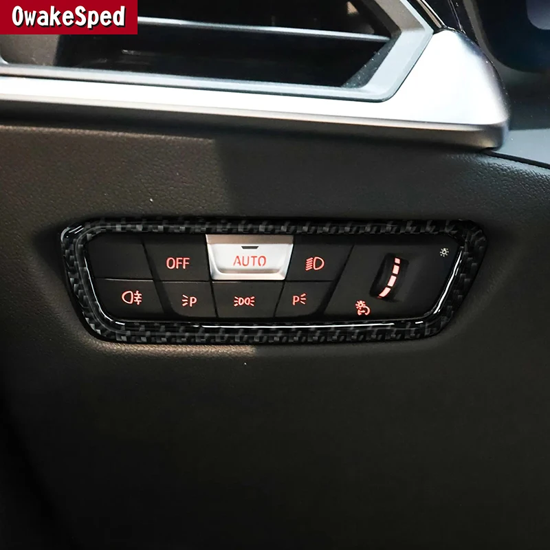 

Car Headlight Switch Control Button Frame Trim Carbon Fiber Decoration Strip For BMW 3 Series G20 G28 2020-21 Interior Accessory