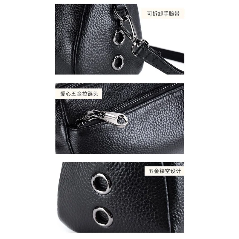 Genuine Leather Shoulder bag for Woman Messenger Bag soft leather Zipper Much Interlayer Satchel