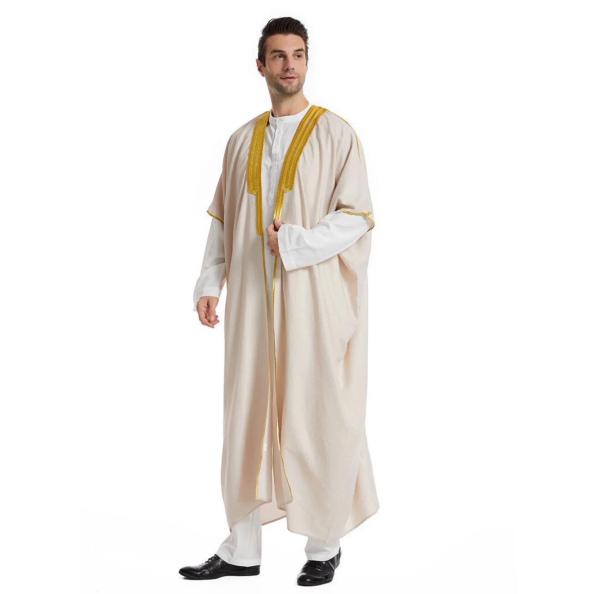 Islamic Clothing Men Robe Kaftan Muslim Man Moroccan Casual Long Dress Arabic Striped Robe Middle East National Cosplay Costume