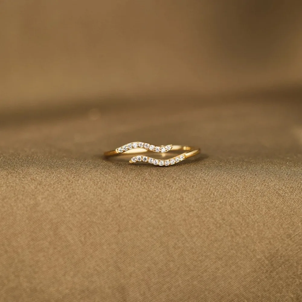 Trumium Hot Sale Real 925 Silver Rings For Women Wedding Minimalist Single Wave Ring 18K Gold Stackable Jewelry Girl Gift