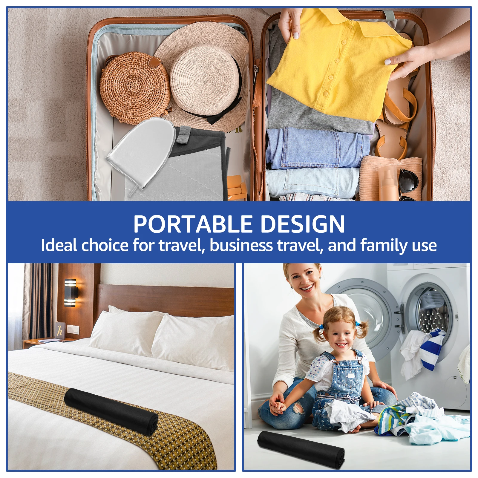 Folding Ironing Mat Upgraded Thick Heat Resistant Ironing Blanket Pad Portable Clothes Protector Board for Table Top or Hanging