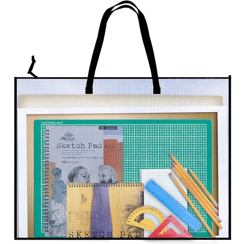 

Clear Document Bag Large Art Portfolio Storage for Posters Drawings Hand Carry Waterproof Organizer
