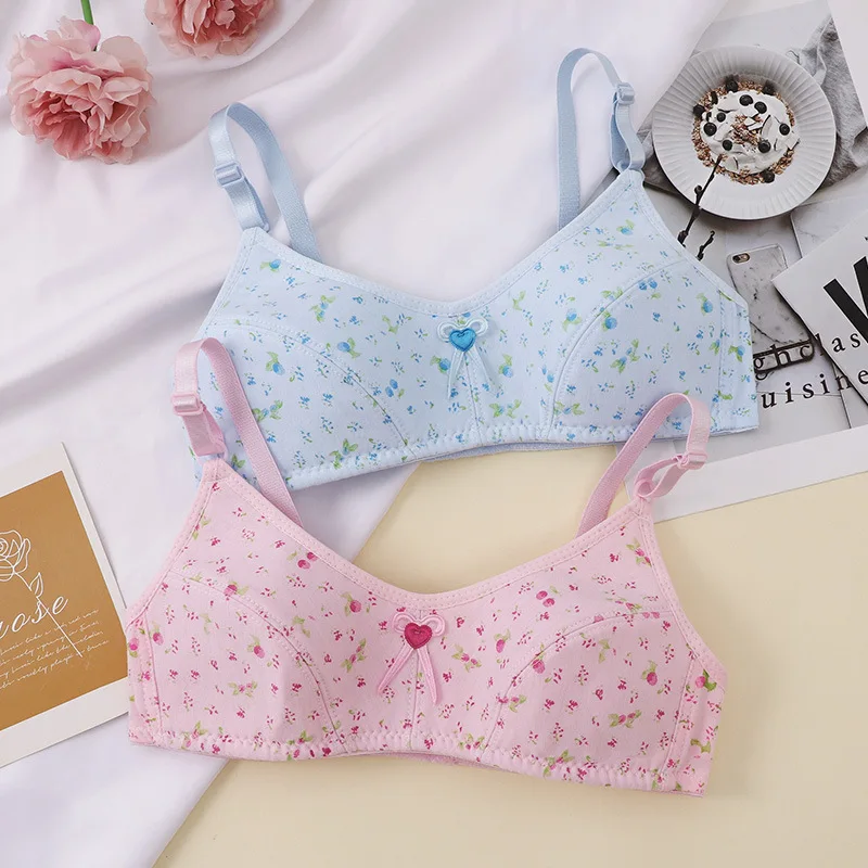 New Girls Developing Underwear Student Girls Sweet Floral No Wire Thin Comfortable Breathable Sweet Vest Underwear Bra