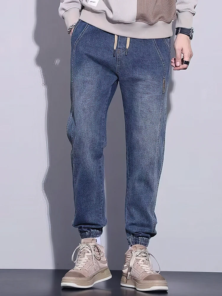 

Washed Baggy Jeans Jogger Pants Men Y2k Vintage Casual Cowboy Trousers Streetwear Denim Motorcycle Cargo Pants Wide Leg