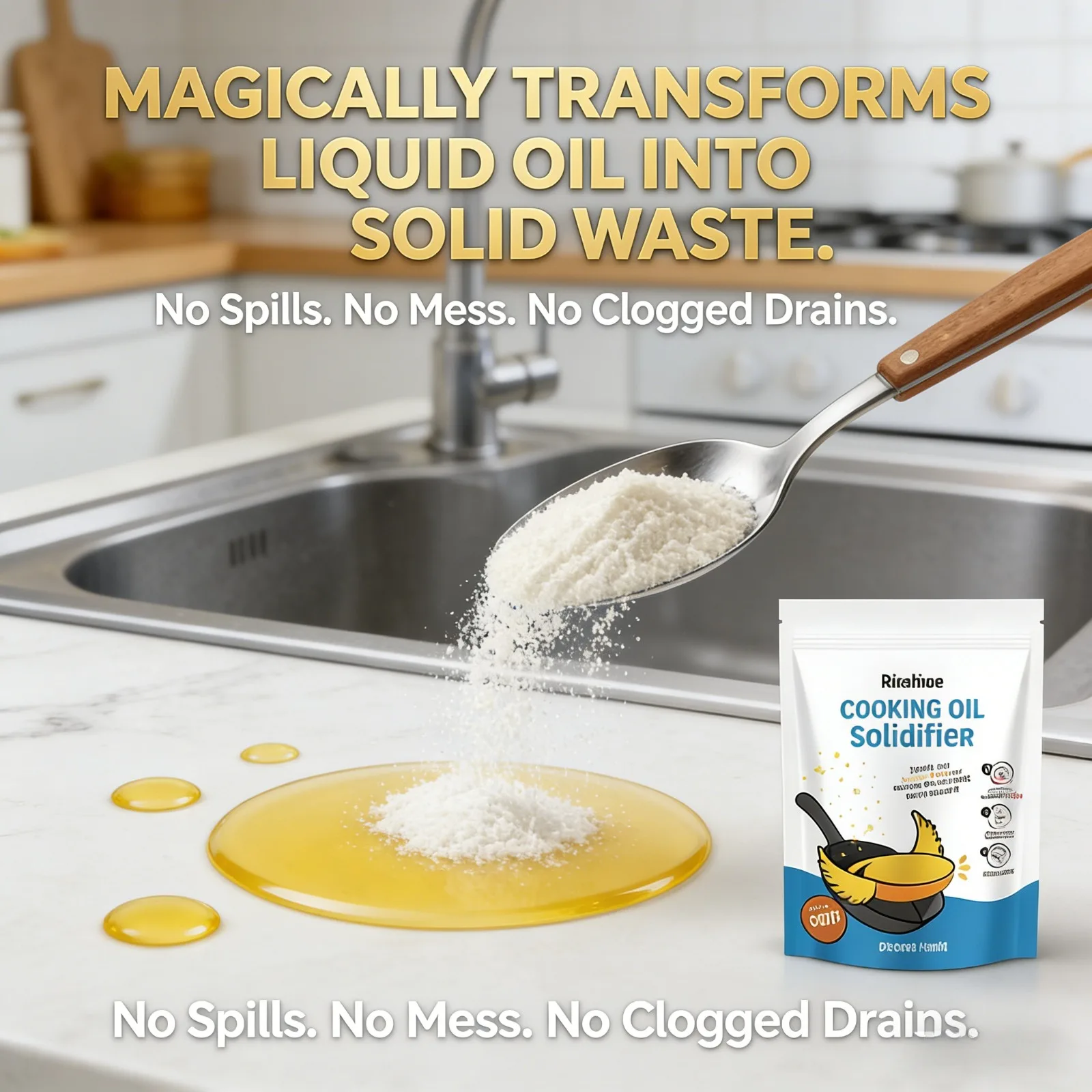 Cooking Oil Solidify Quickly Kitchen Waste Oil Waste Edible Oil Coagulant Friendly Eco Cleaning Tool Sustainable Solution