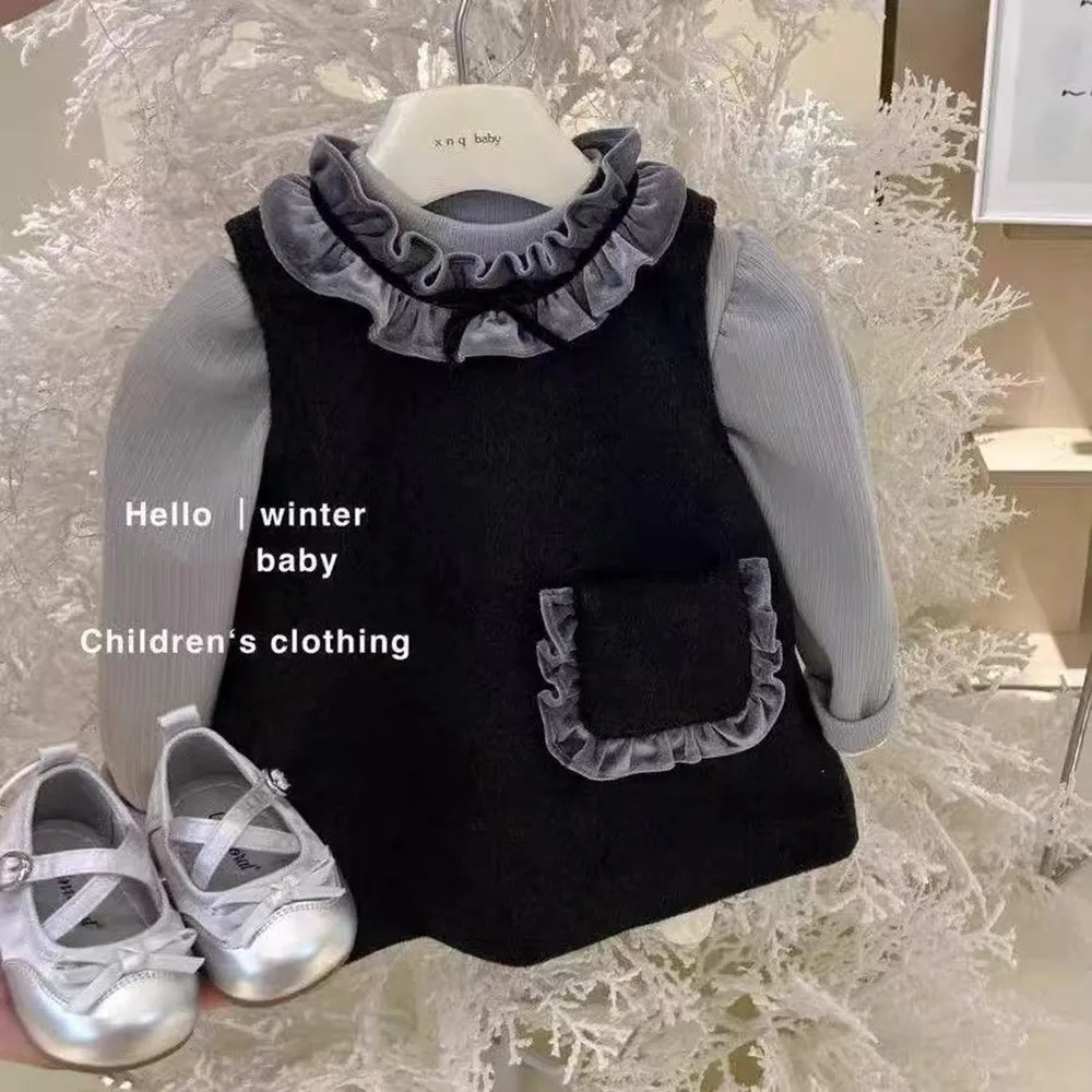 

Girls' Dress 2025 Autumn and Winter New Style Baby Girl's Small Fragrance Vest Skirt 80-130CM