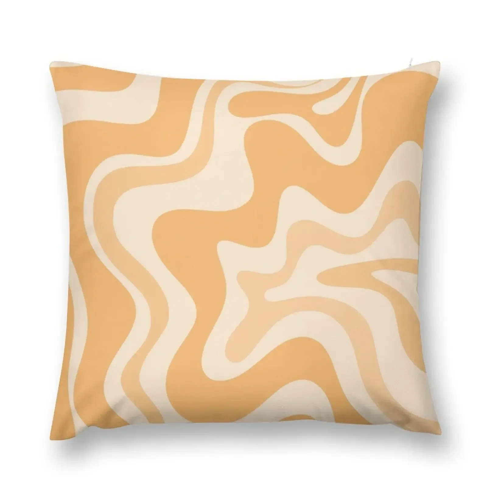 Retro Liquid Swirl Abstract Pattern in Pale Orange Apricot Throw Pillow pillow pillowcase Cushions For Sofa pillow