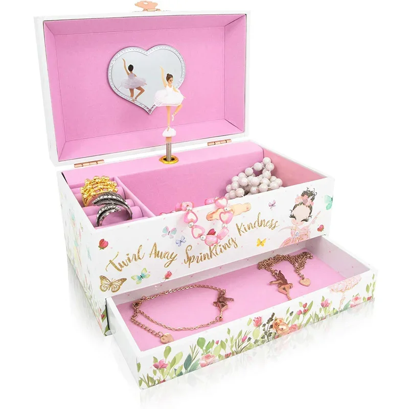 Music Box Christmas Fantasy Rotating Unicorn Ballet Girl Children\'s Music Box New Year Birthday Gift Multifunctional Jewelry Box