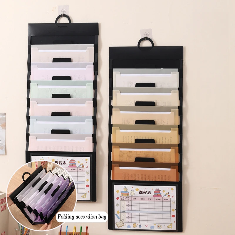 6 Pocket Hanging Expandable Document Folder File Organizer Multi-Layer Classification Test Paper Organization Home School Office