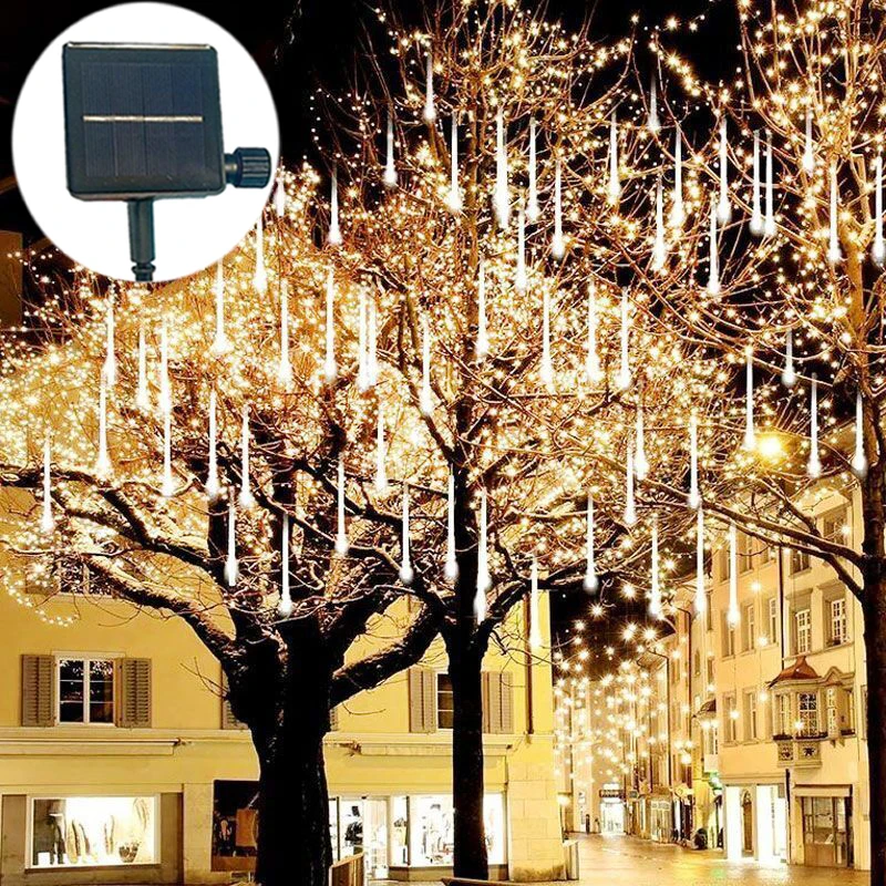 

1Pack Solar LED Meteor Shower String Lights 2024 Christmas 8tubes Outdoor Street Garland Holiday Lamp Decoration, Party Decor