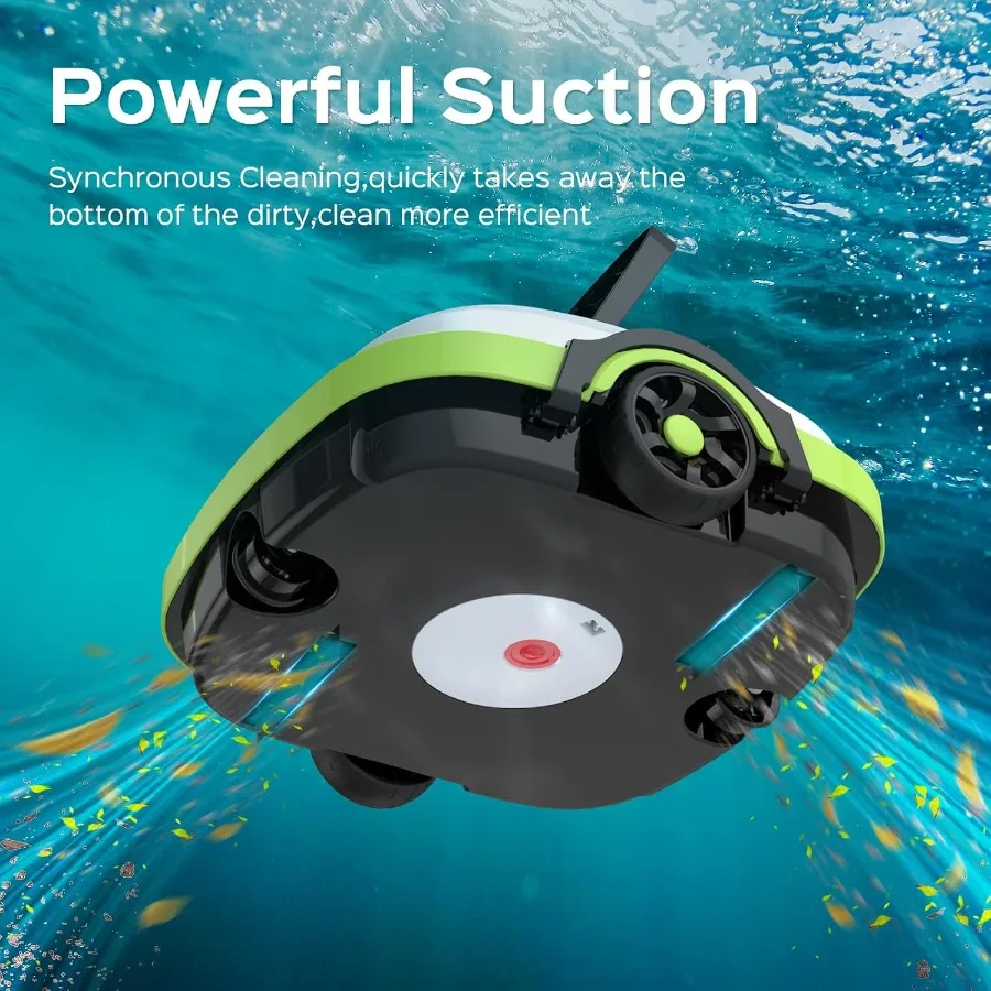 コードレスロボットプールクリーナー 自動プール掃除機 強力な吸引力 デュアルモーター セルフパーキング 最大538平方フィート 平らな場所に最適