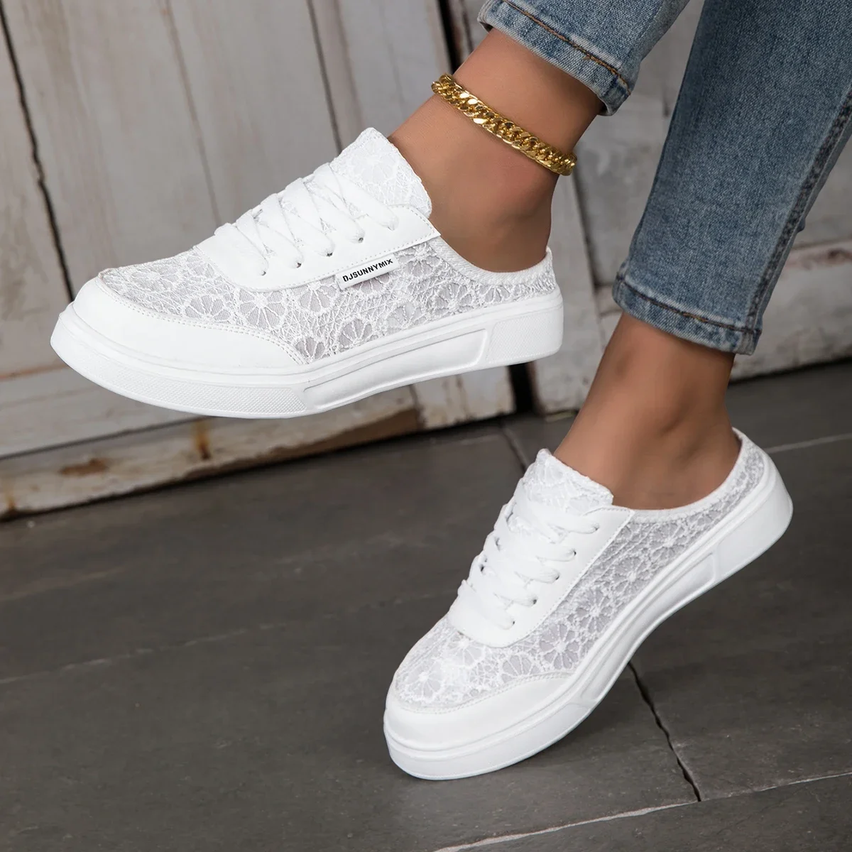 

Женские дышащие летние сетчатые туфли DJSUNNYMIX 2022 года, новинка, универсальные тонкие повседневные шлепанцы на полиуретановой подошве