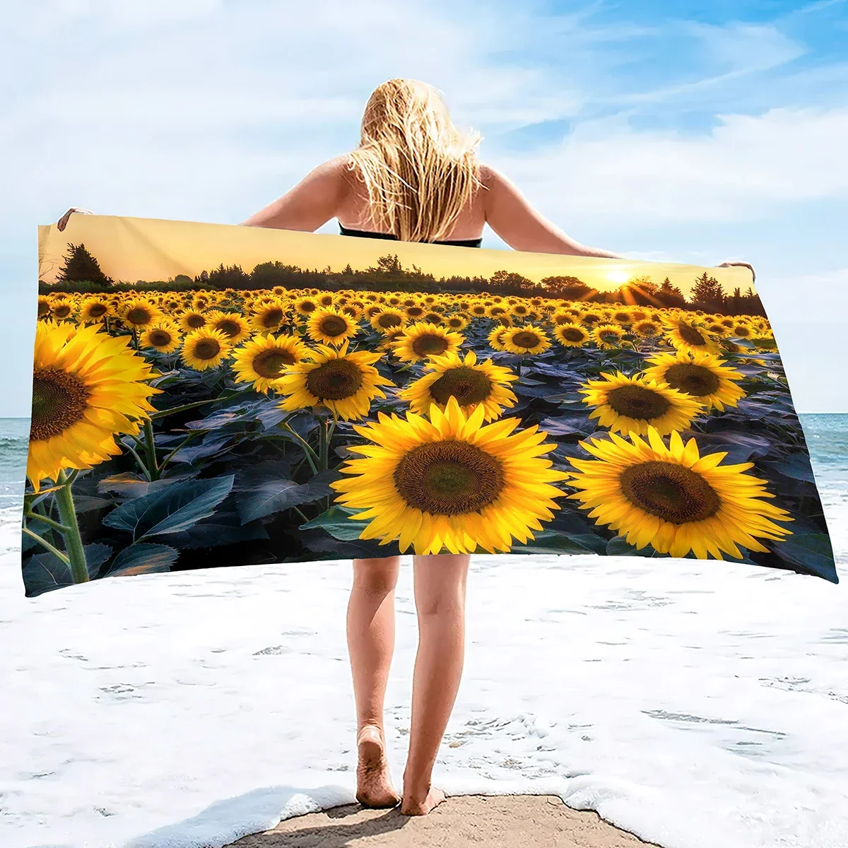 Microfiber Beach Towel,Oversized Travel Beach Towels,Sunflower Sand Free Beach Towels,Pool Swim Travel Soft Towels Blanket Bulk