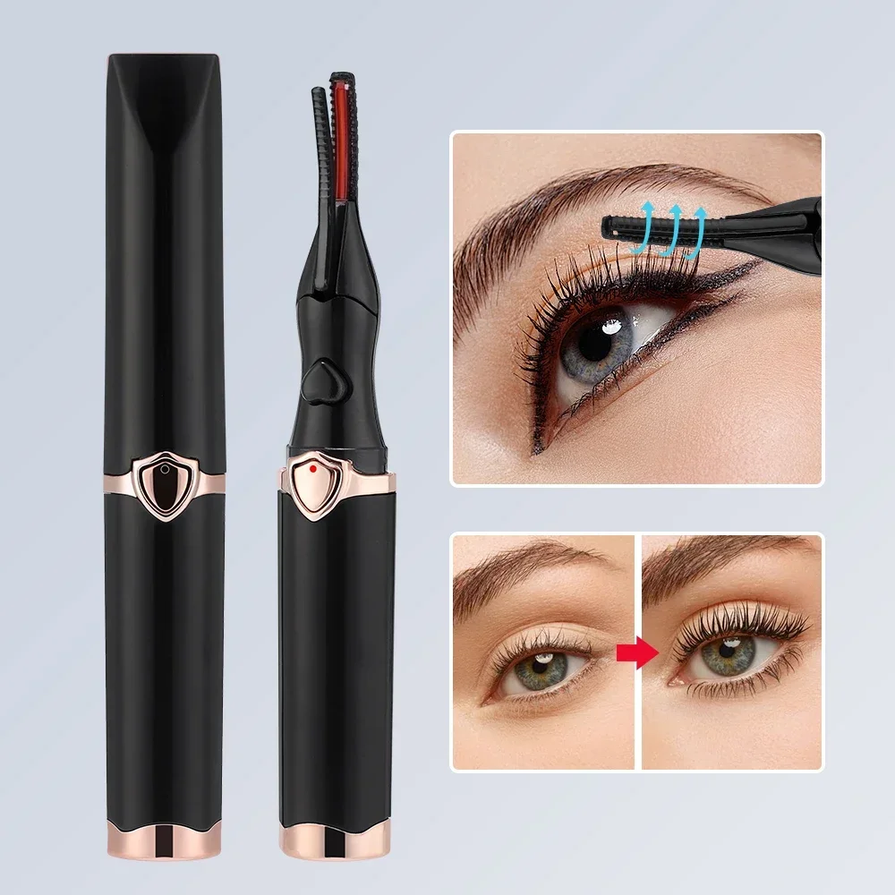 Mini USB Heating Eyelash Curler Eye Lashes Fast Curling Comb Mascara Long Lasting Eyelash Curler Clip Device Eyelash Slender Pen