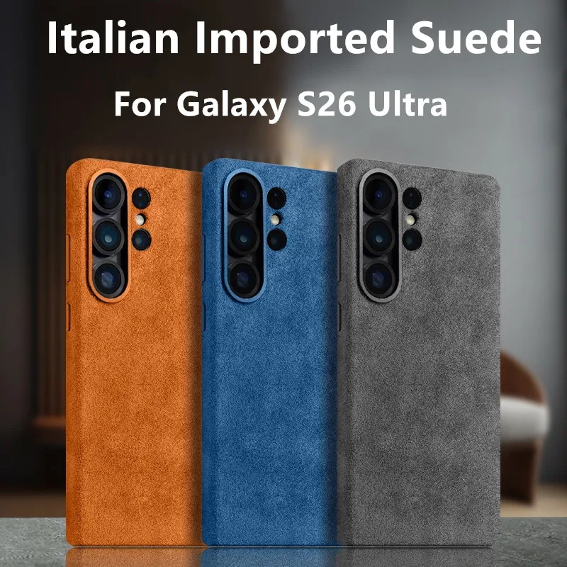 

Italy Suede For Magsafe Magnetic Case For Samsung Galaxy S26 Ultra Plus Premium Leather Metal Camera Protection Shockproof Cover