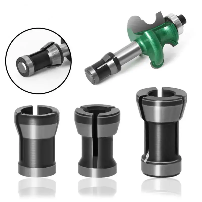 3PCS Collets Chuck High Precision Adapter Collet Shank Router Tool Adapters Holder Engraving Trimming Machine Cutter Accessories