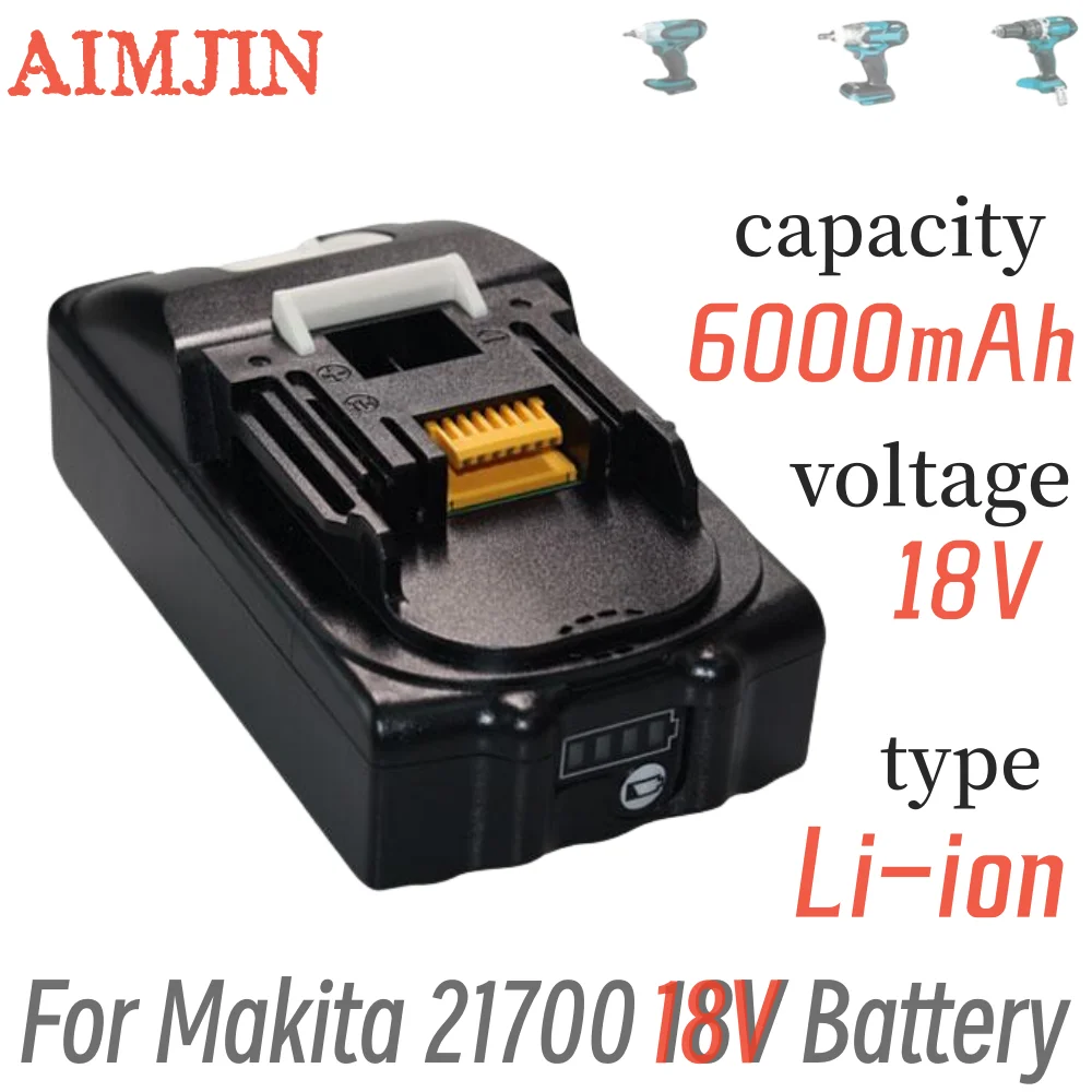 

18V 6000mAh 21700 Battery Rechargeable Lithium-Ion for Makita Drill Power Tool BL1840 BL1845 BL1860