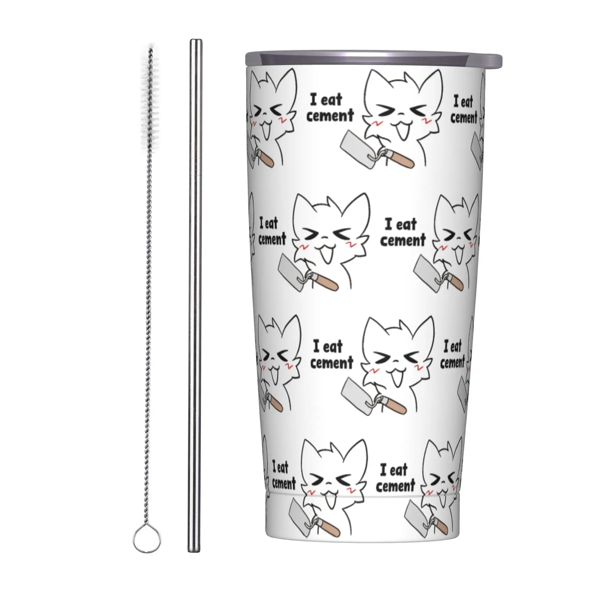 Boykissers Silly Insulated Tumbler with Straws Lid I Eat Cement  Vacuum Thermal Mug Office Home Water Bottle Cups, 20oz
