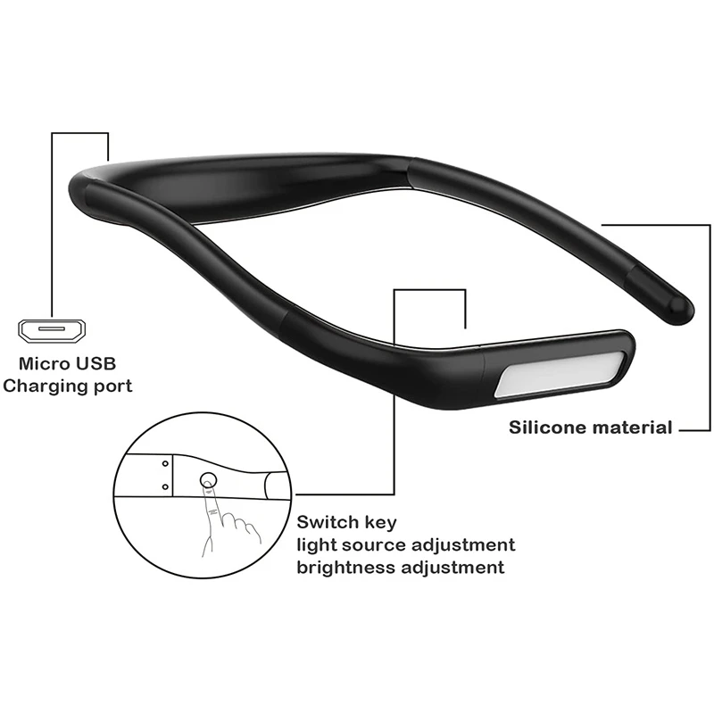 LED Neck Reading Light Dimmable Handsfree Neck Book Light Rechargeable HandsFree LED for Camping Lighting Read Night Lights