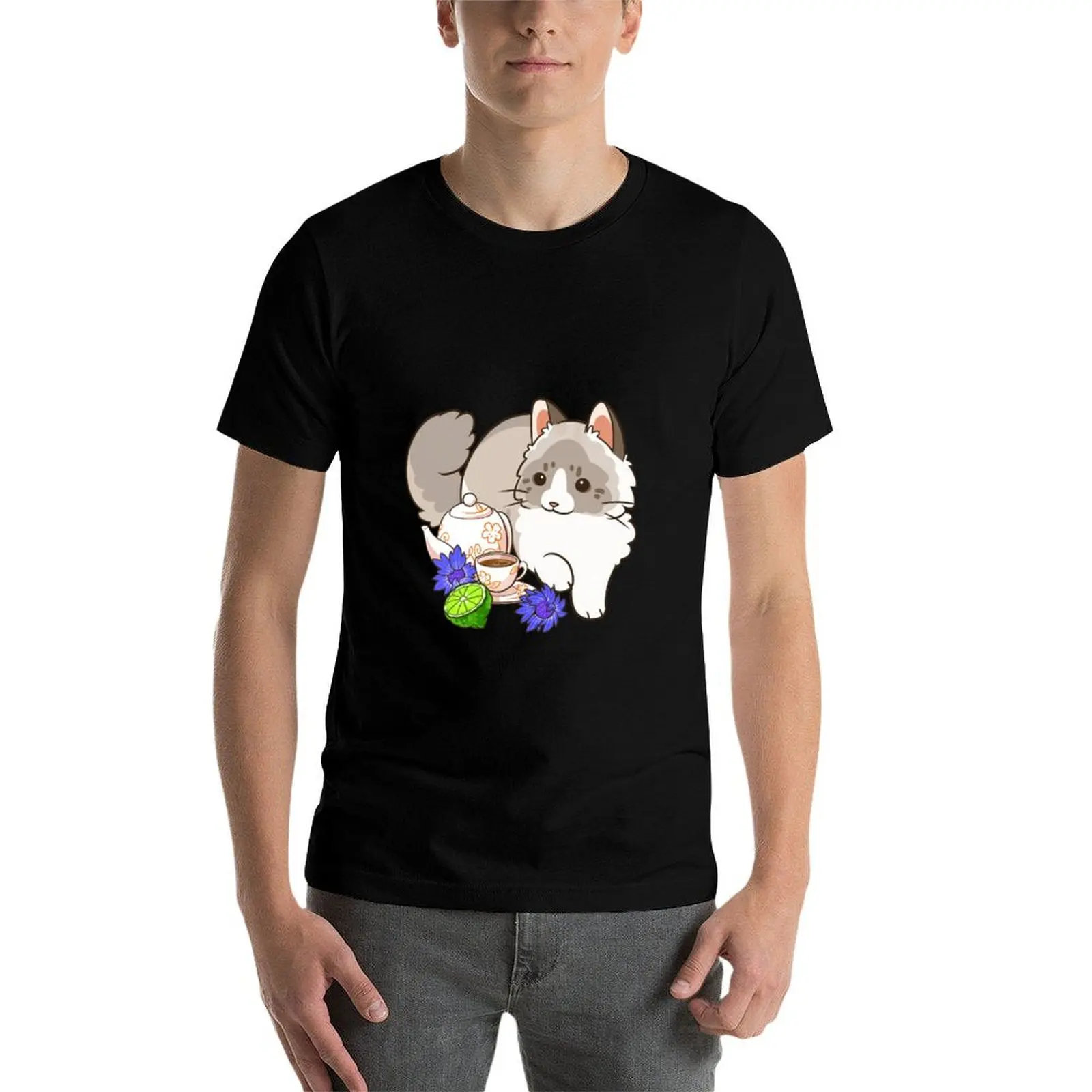 Camiseta Earl Grey tea and Ragdoll cat, camiseta para hombre, camiseta de lujo para hombre, Camiseta 100% de algodón 100%