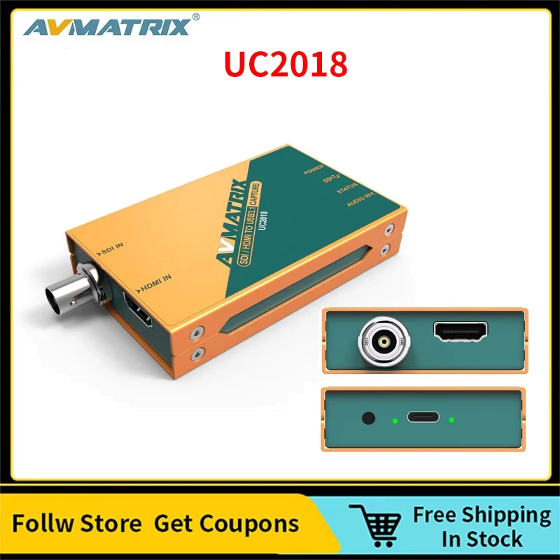 Avmatrix UC2018 HDMI/SDI zu USB3.1 TYPE-C Unkomprimierte Videoaufnahme, kompatibel mit mehreren Systemen
