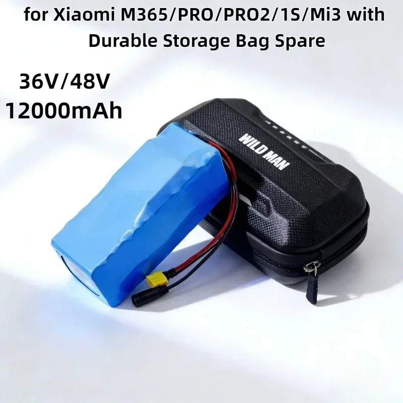 36V/48V 12Ah High Capacity Battery–Parallel ConnectionUpgrade Kit for Xiaomi M365/PRO/PRO2/1S/Mi3 with Durable Storage Bag Spare