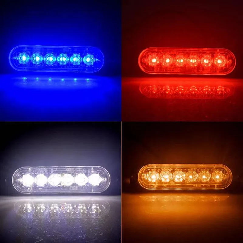 1PCS  12-24V highlight single row 6LED truck warning light motorcycle pickup modified decorative strobe light strobe light