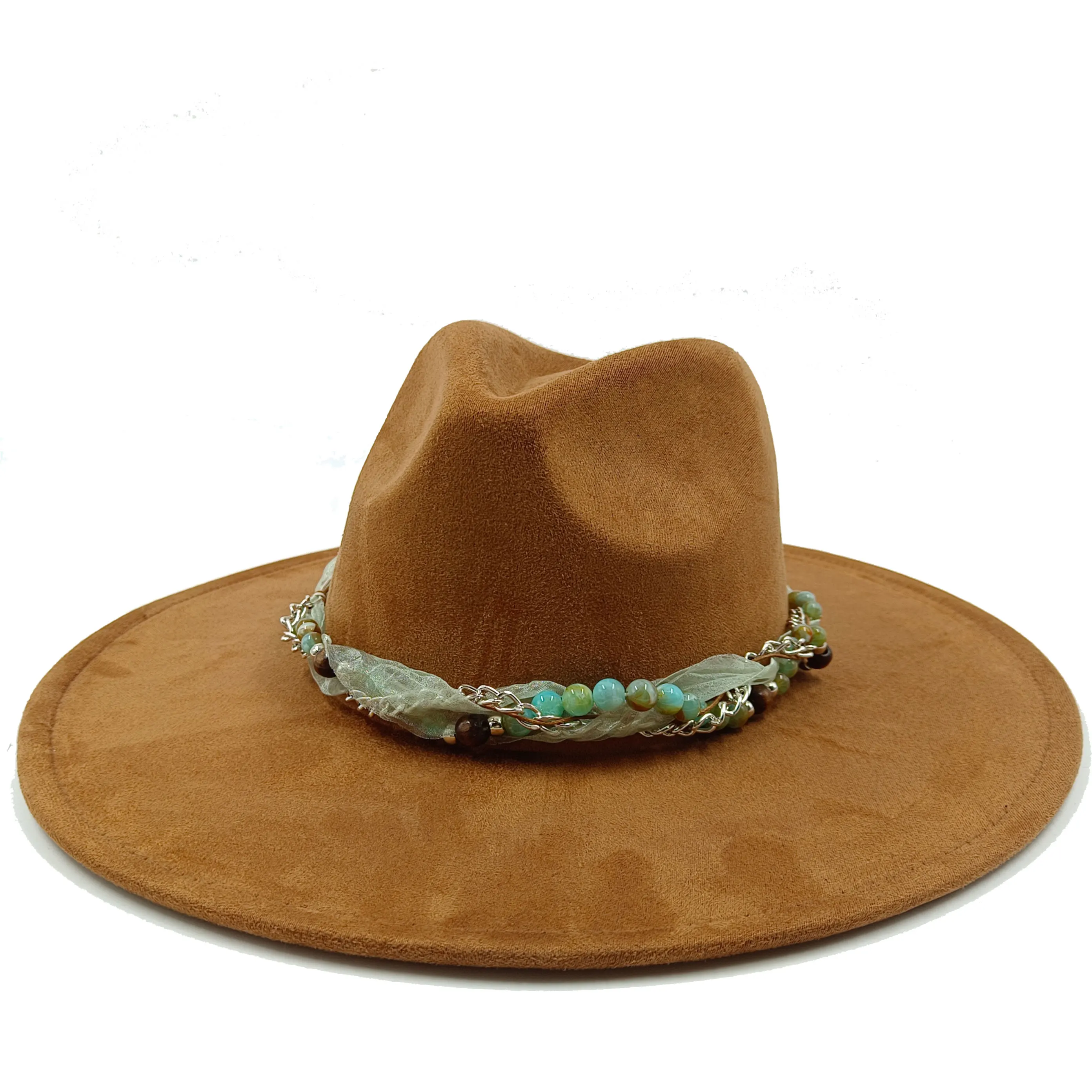 Fedora Hat 2023 New Jade Accessories Large Edge Heart Top 9.5 cm brim Fashion Top Hat Unisex Suede Jazz hat Женская шляпа  image 5