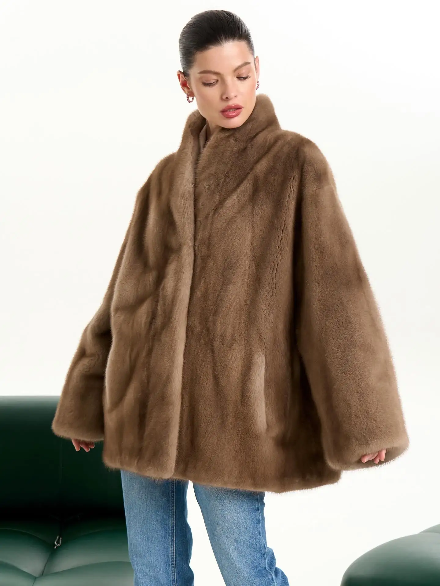 Women Winter Faux Fur Coat 2026 Warm Camel Fluffy Plush Jacket Oversized Lapel Long Outwear