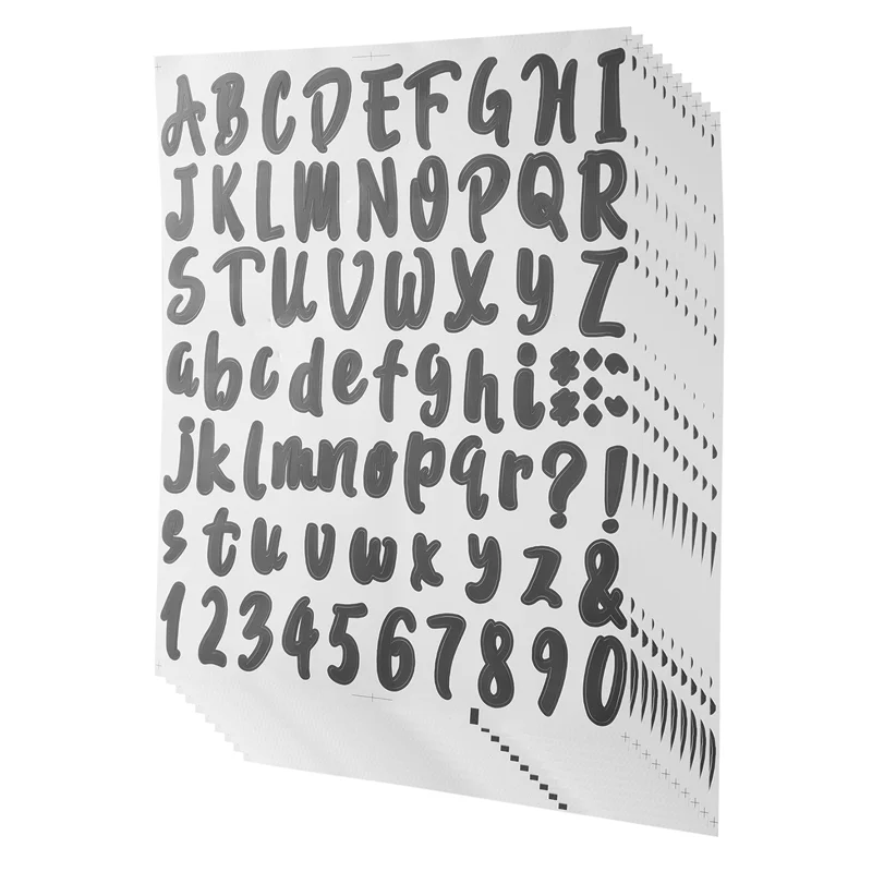 720 Pieces 10 Sheets Self-Adhesive Vinyl Sticker, Alphabet Letter Number Stickers for Mailbox, Door (Black, 1 Inch)