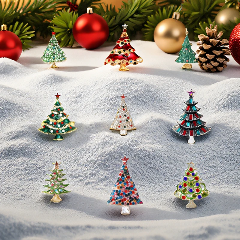 Assorted Christmas Tree Brooches: Perfect for Festive Outfits, Holiday Celebrations & Joyful Gifting