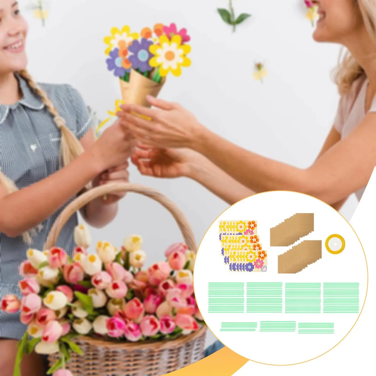 

Flower Bouquet Craft Kit Material Paper Flowers Easy Assembly Decor Bouquets Packaging for Birthday Women