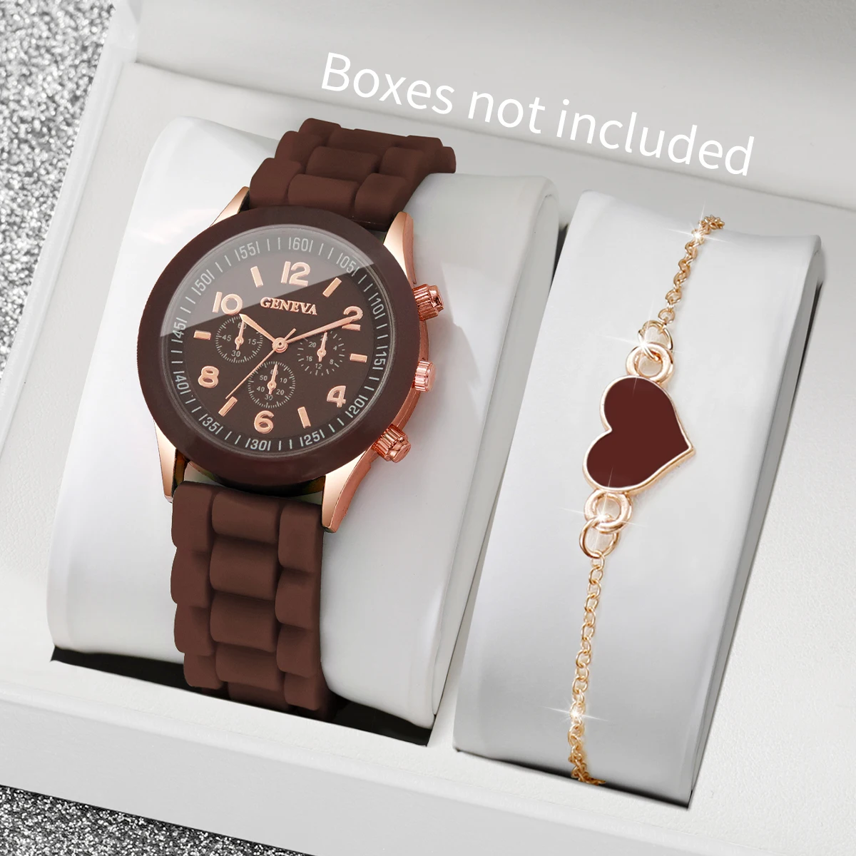 

2 шт. модные женские часы с силиконовым ремешком, набор браслетов с сердечками, женские кварцевые наручные часы с арабским циферблатом, Reloj Mujer (без коробки)