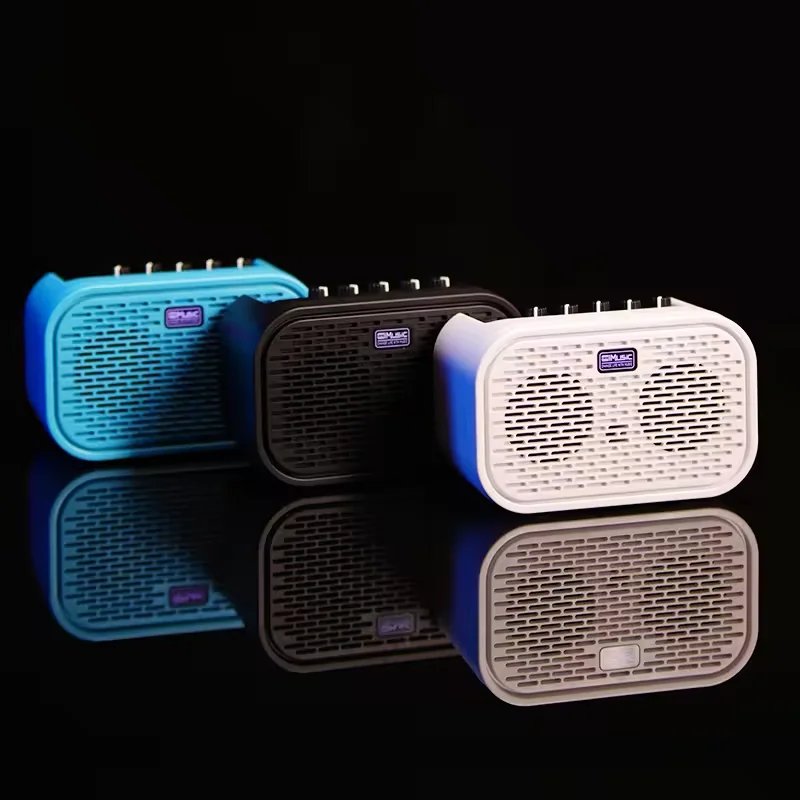 Coolmusic Unique mini Electric Acoustic Guitar Amplifier, Powered Portable Bluetooth Speaker, Distortion Delay Effects, 10W