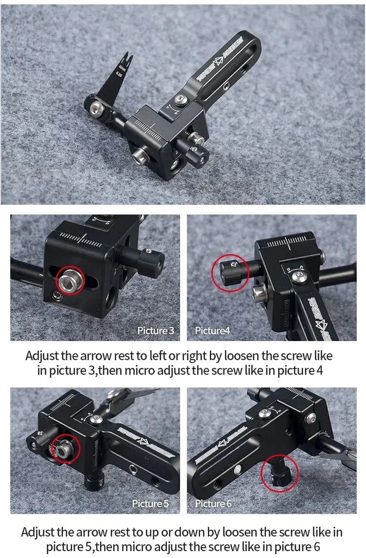 TP826 Launcher Blade Compoundbogen-Pfeilauflage mit verlängerter Halterung, verstellbar für Links- und Rechtshänder, für Bogenschießen und Zielschießen – Detail 4