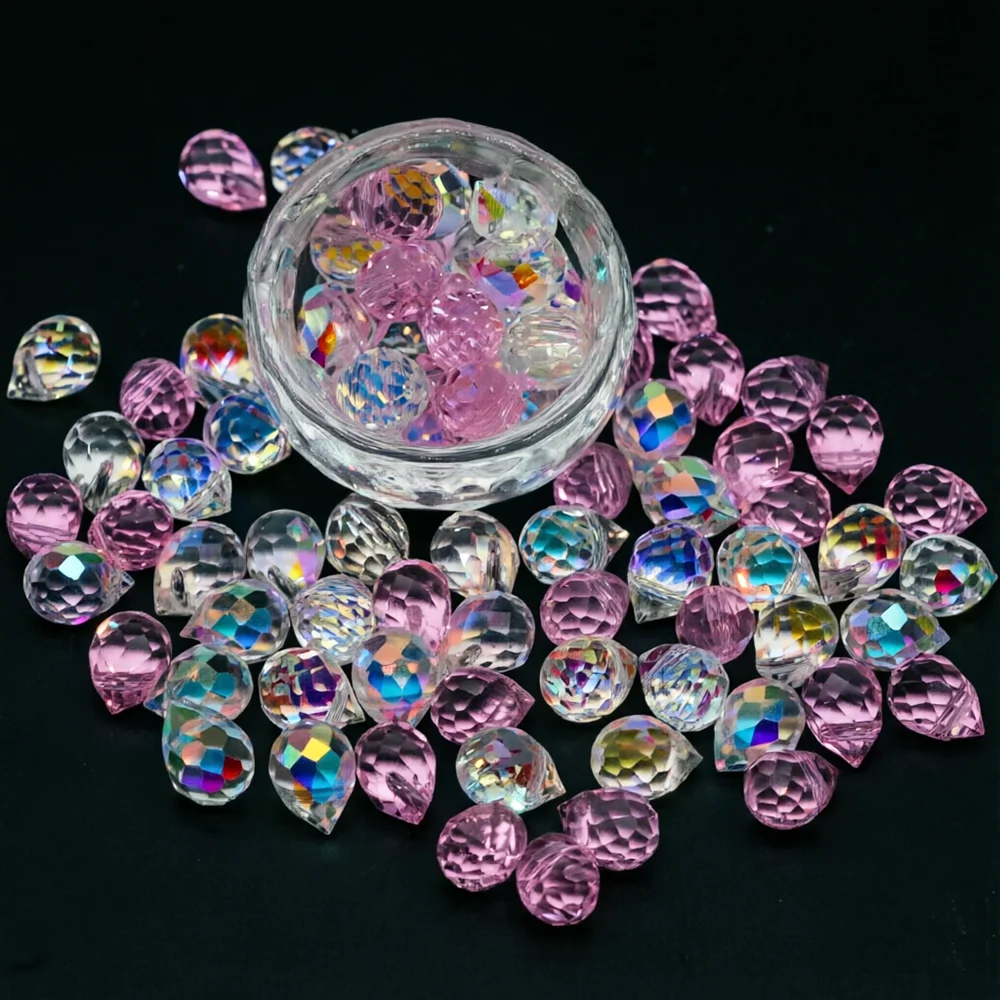 8x10mm Crystal Strawberry Beads Water Drop Shiny Faceted Glass Beads for Jewelry Making DIY Bracelet Handmade Accessories