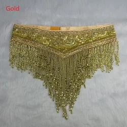 New style Belly Dance Costume Women sequins Hip Scarf Wrap bellydancing Belts with tassel beads waist chain t201