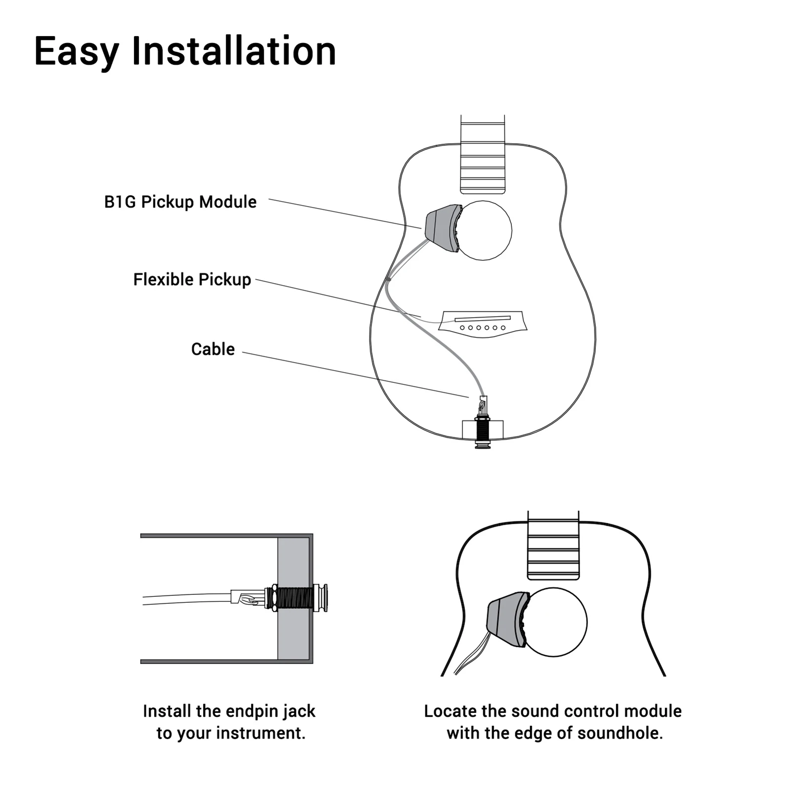 DOUBLE B1G Guitar Pickup Preamp Musical Instrument Pickup with Volume & Tone Control Musical Pickup