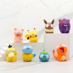 8pcs/set Pokemon Silly Kawaii Big Eye Pikachu Charmander Bulbasaur Funny Gk Action Figure Toy Christmas Gift for Children