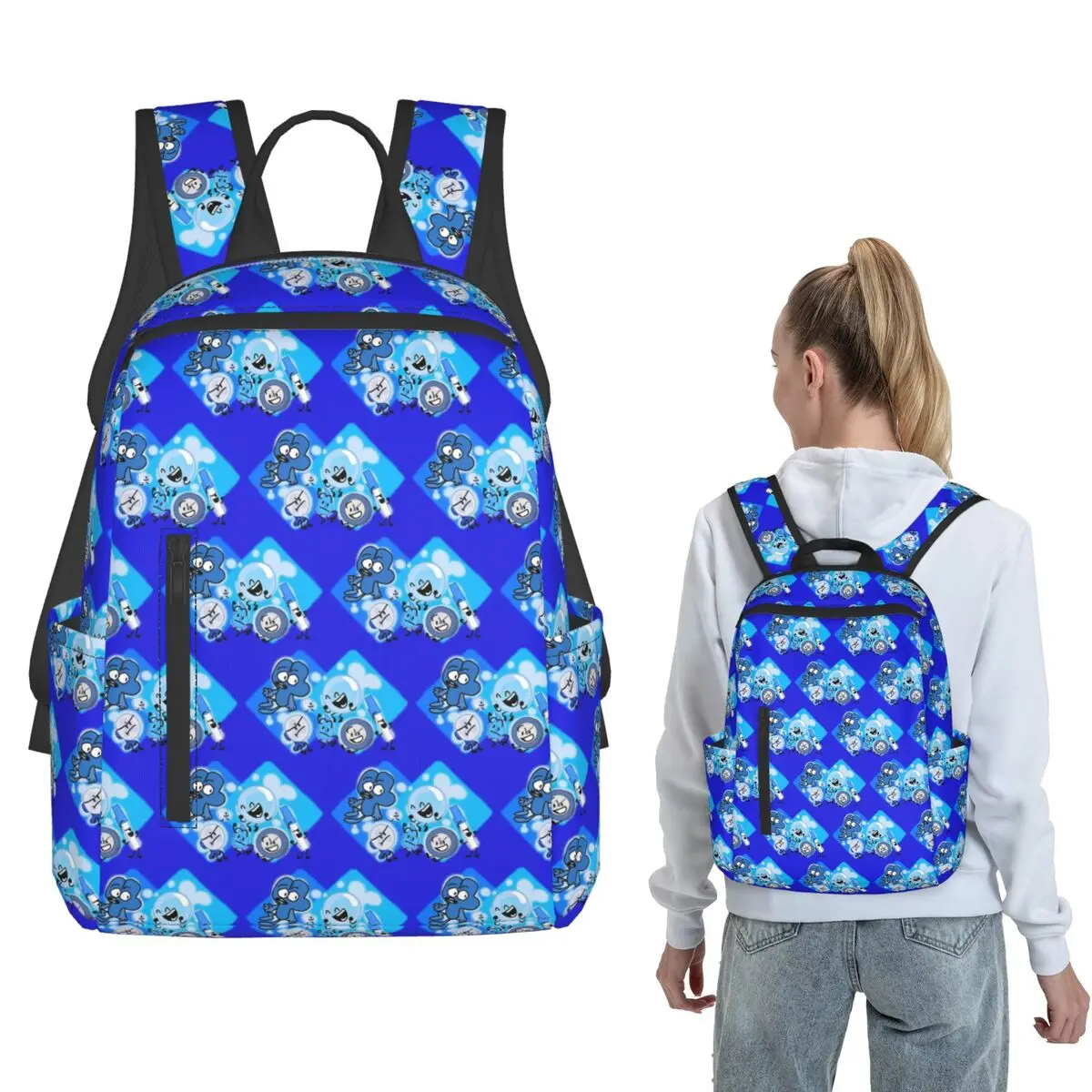 

BFDI True Blue Friends Characters Backpack Daypack Boys Girls BookBag School Bag Shoulder Bags for Men Women