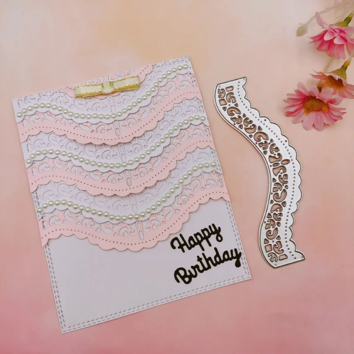 Hollow Lace Wavy Edge Greeting Card Border Cutting Knife Die Embossing Carbon Steel Mold Christmas Greeting Card Making Tool