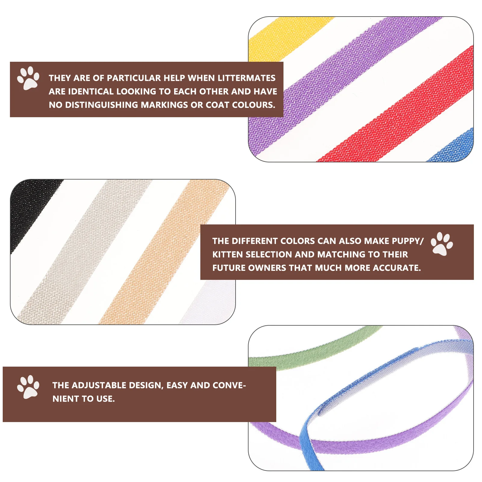 

12 Colors Adjustable Pet Id Collars Nylon Puppy Kitten Whelping Bands Easy Selection Health Monitoring Pet Collar
