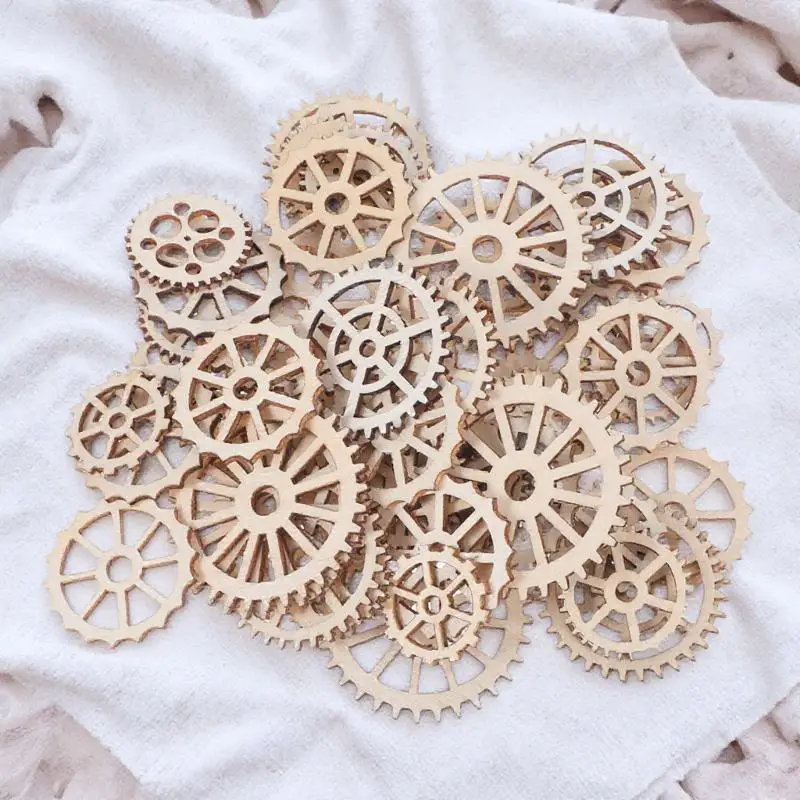 

50Pcs Wooden Gear Slices Creative Hanging Pendants for DIY Crafts Wedding Centerpieces Christmas Ornaments Home Decor