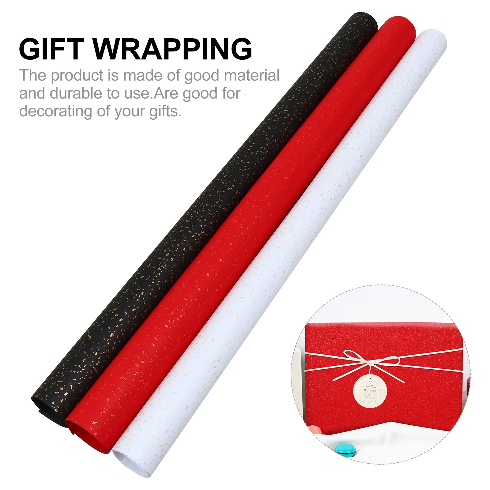 3 قطع من ورق التغليف الحاضر، مادة صديقة للبيئة ممتازة مناسبة لحفلات أعياد الميلاد وأعياد الميلاد وغطاء كتاب تغليف الهدايا و