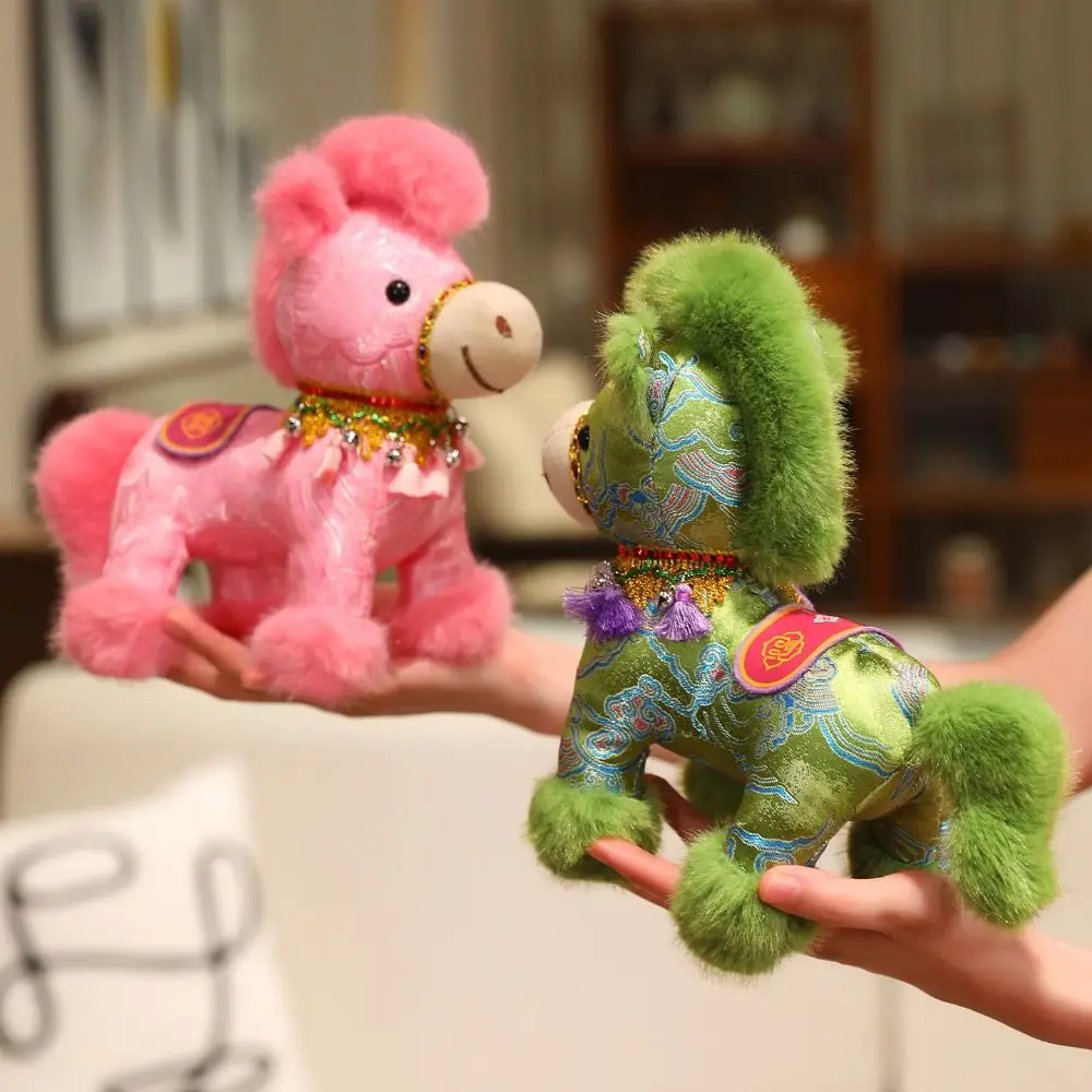 

Funny Colorful Horse Plush Doll Creative Satin Cartoon Steed Doll Flashing Fluffy Stuffed Animal Toy Year of Horse